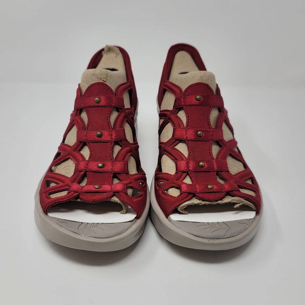 Bzees Women Sapphire Washable Gladiator Sandal Red SlipOn Wedge Lightweight 7.5M - Picture 2 of 9